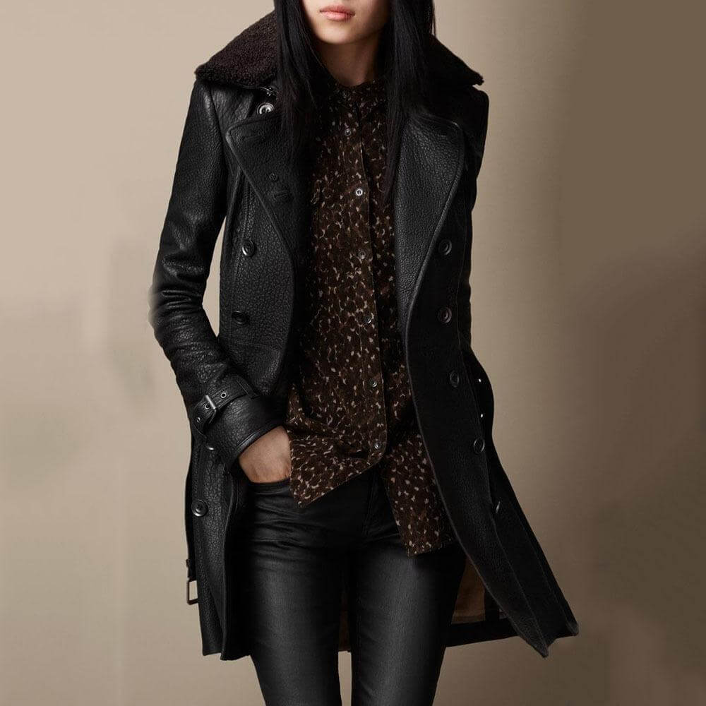 Léonore™ | Manteau trench en cuir exquis pour un style et luxe ultimes
