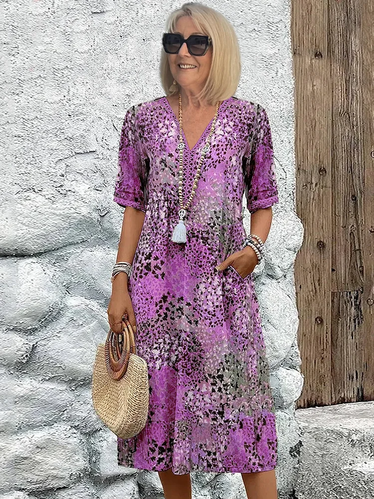 Paulette™ | Robe mi-longue vibrante Violet