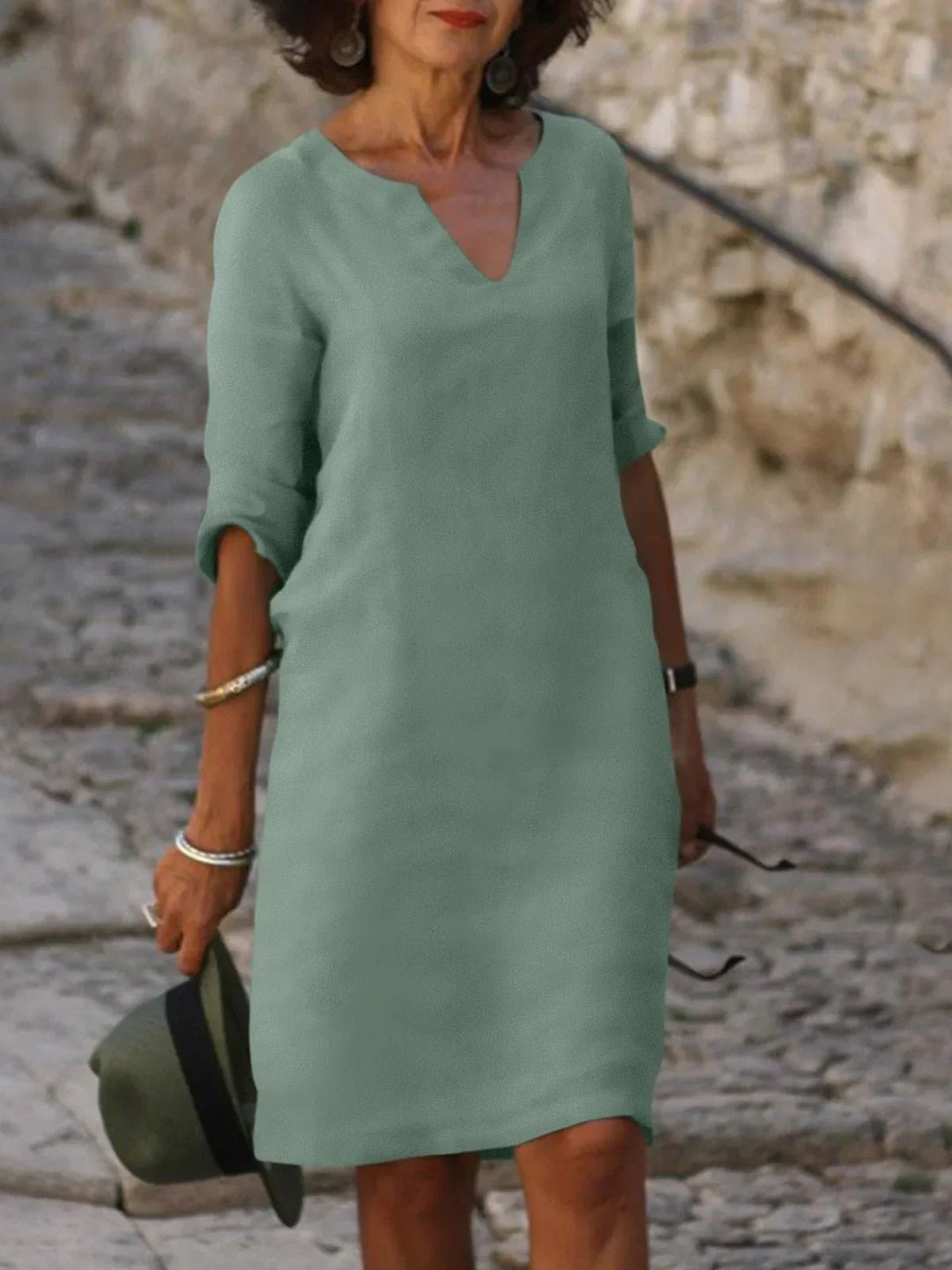 Josette™ | Robe élégante à col V Vert