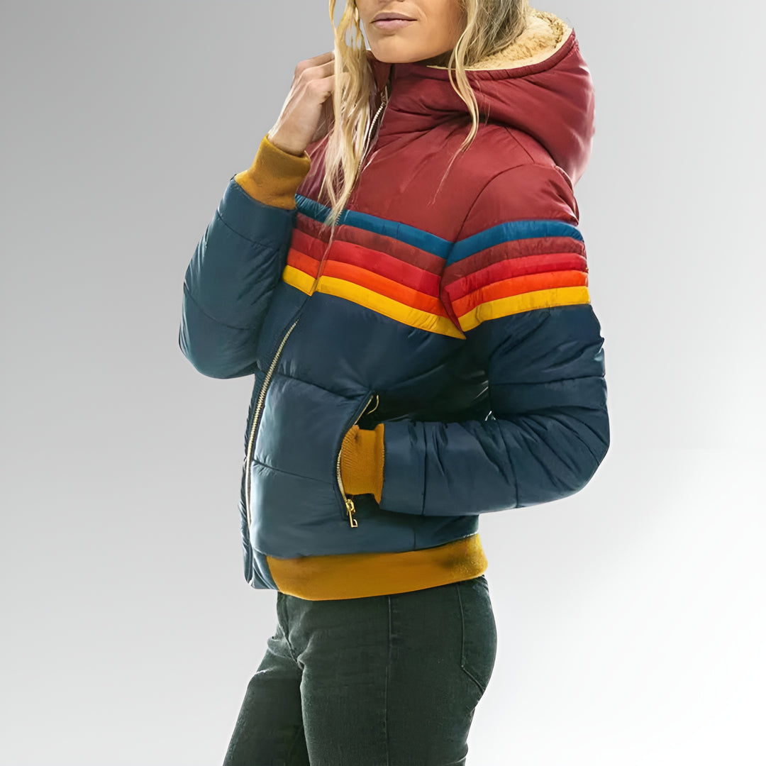 Virginie| Veste zippée à rayures arc-en-cie