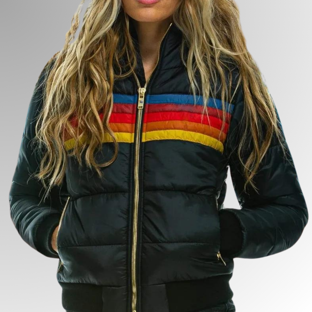 Virginie| Veste zippée à rayures arc-en-cie