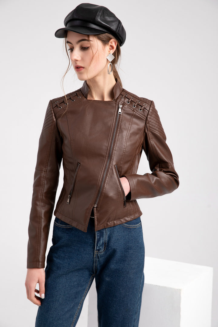 Célia™ | Veste en cuir d'agneau lavé