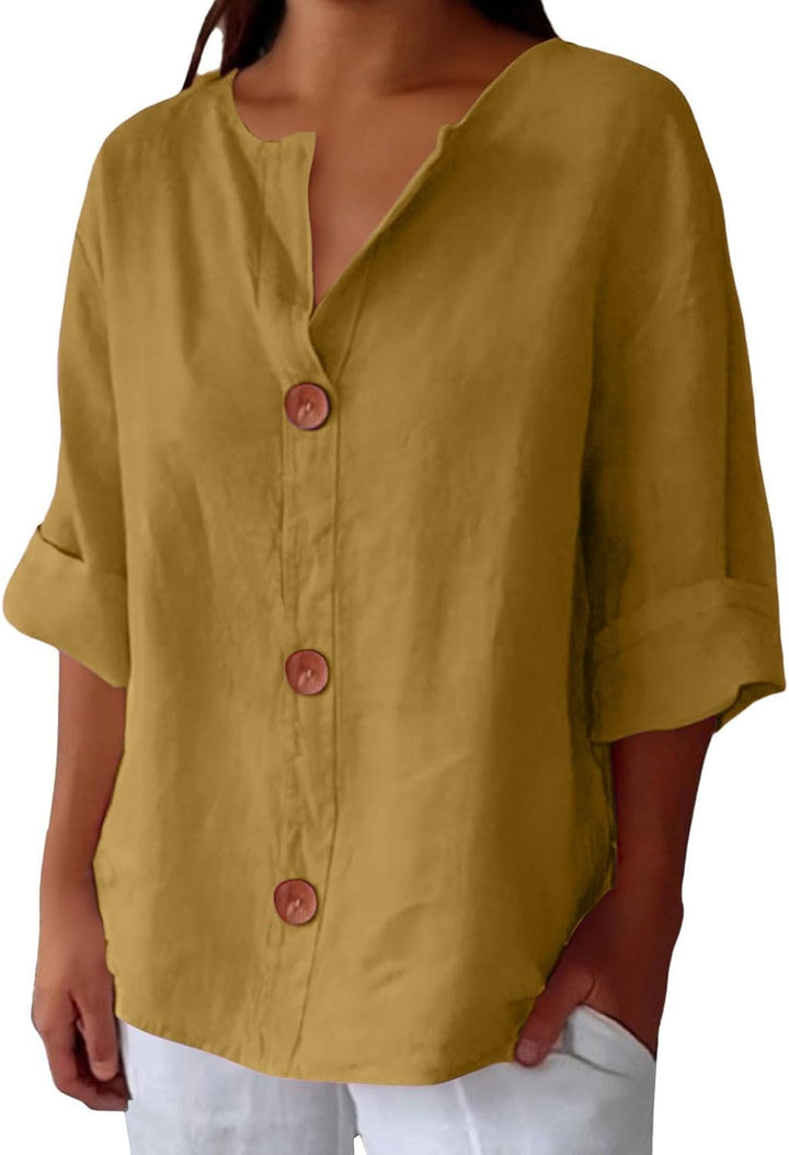 Florine™ | Blouse en Lin Décontractée