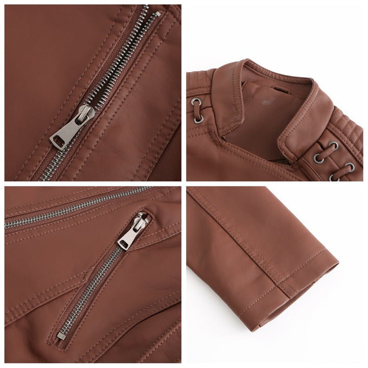 Célia™ | Veste en cuir d'agneau lavé