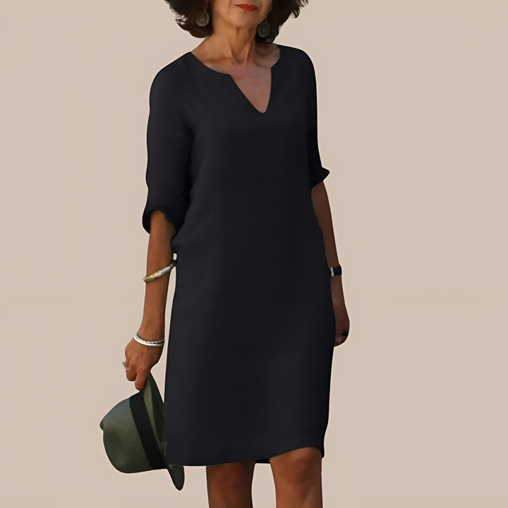 Josette™ | Robe élégante à col V Noir