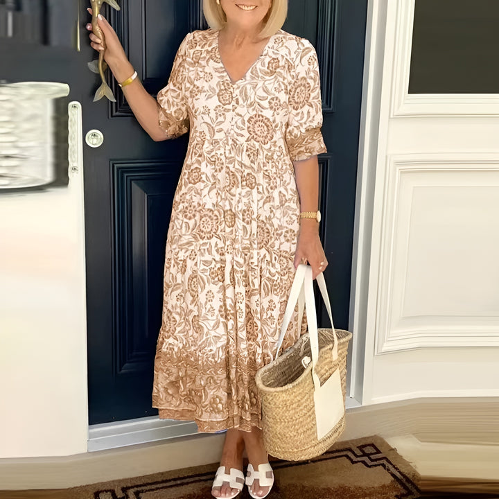 Léontine™ | Robe fleurie élégante à encolure en V