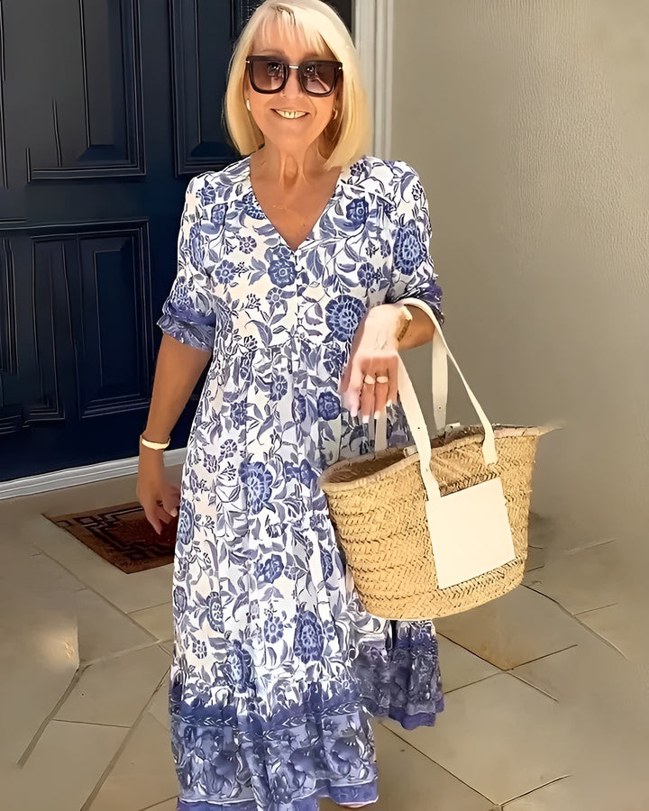 Léontine™ | Robe fleurie élégante à encolure en V