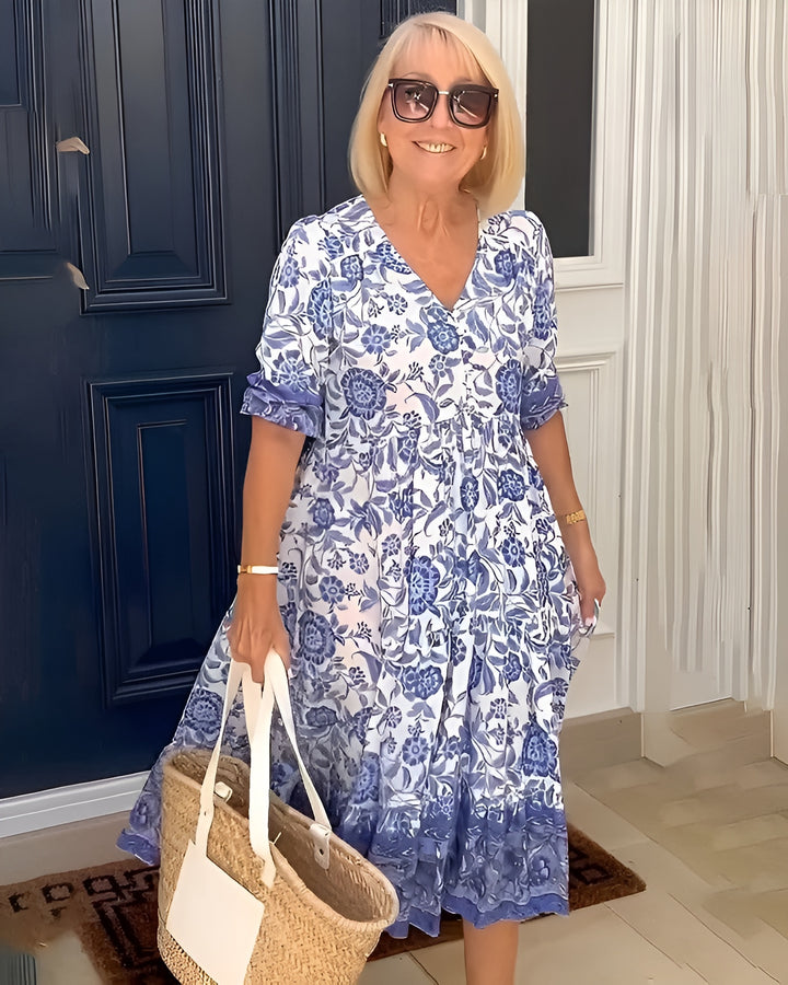 Léontine™ | Robe fleurie élégante à encolure en V