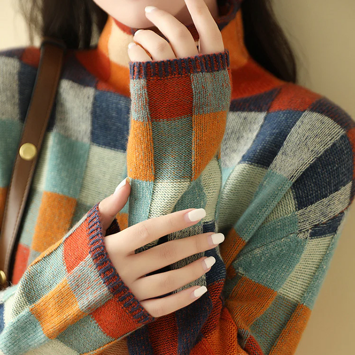 Pauline™ | Pull à col roulé en patchwork