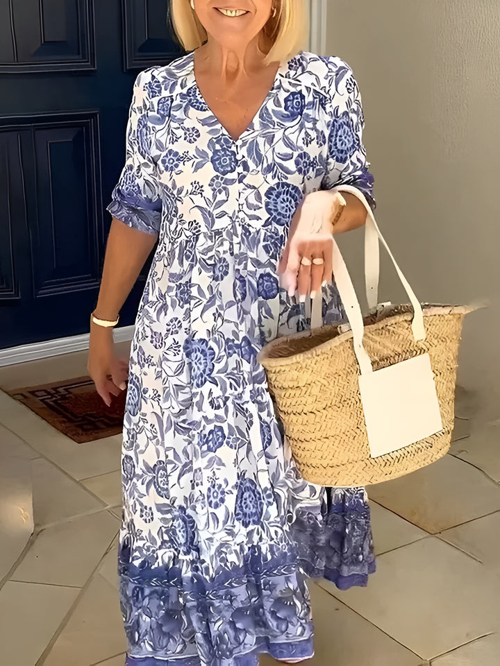 Léontine™ | Robe fleurie élégante à encolure en V