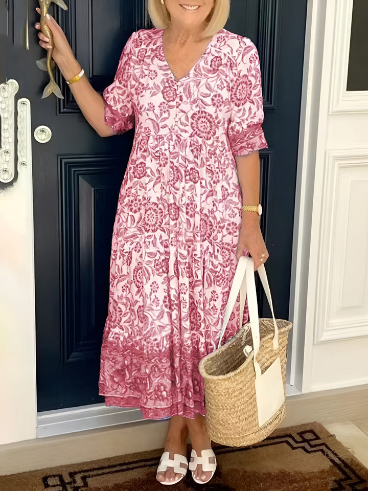 Léontine™ | Robe fleurie élégante à encolure en V
