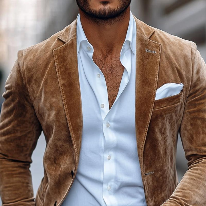 Alban™ | Blazer en Daim Uni à Deux Boutons