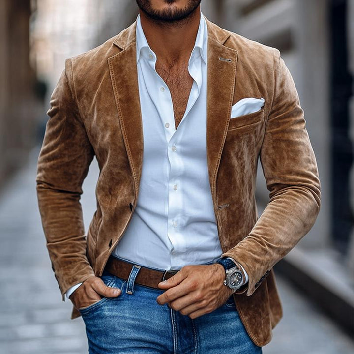 Alban™ | Blazer en Daim Uni à Deux Boutons