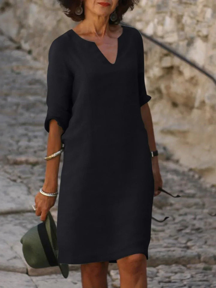 Josette™ | Robe élégante à col V Noir